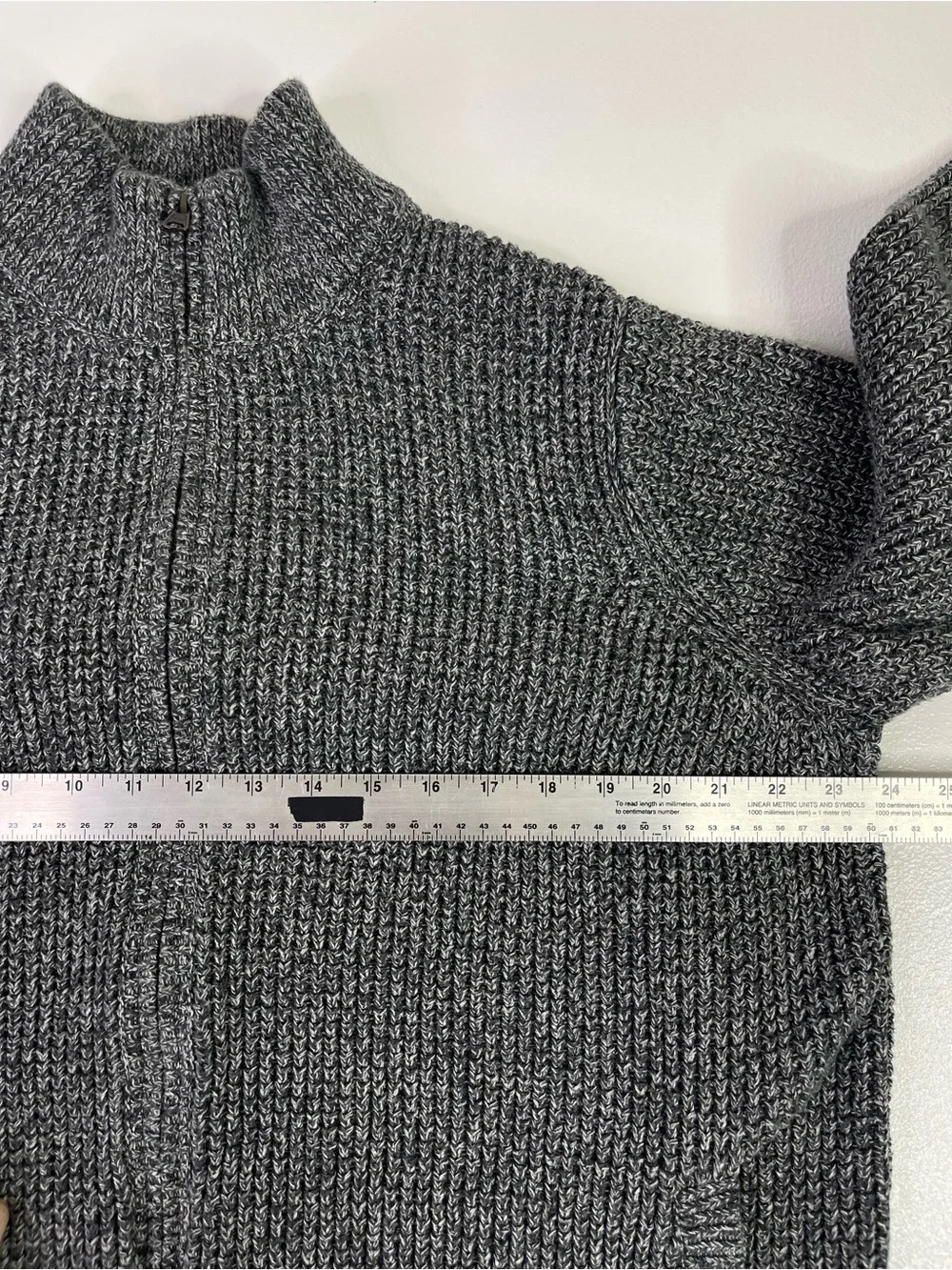 L.L. Bean Full Zip Organic Cotton Marled Knit Sweater Gray Men's XL-Reg